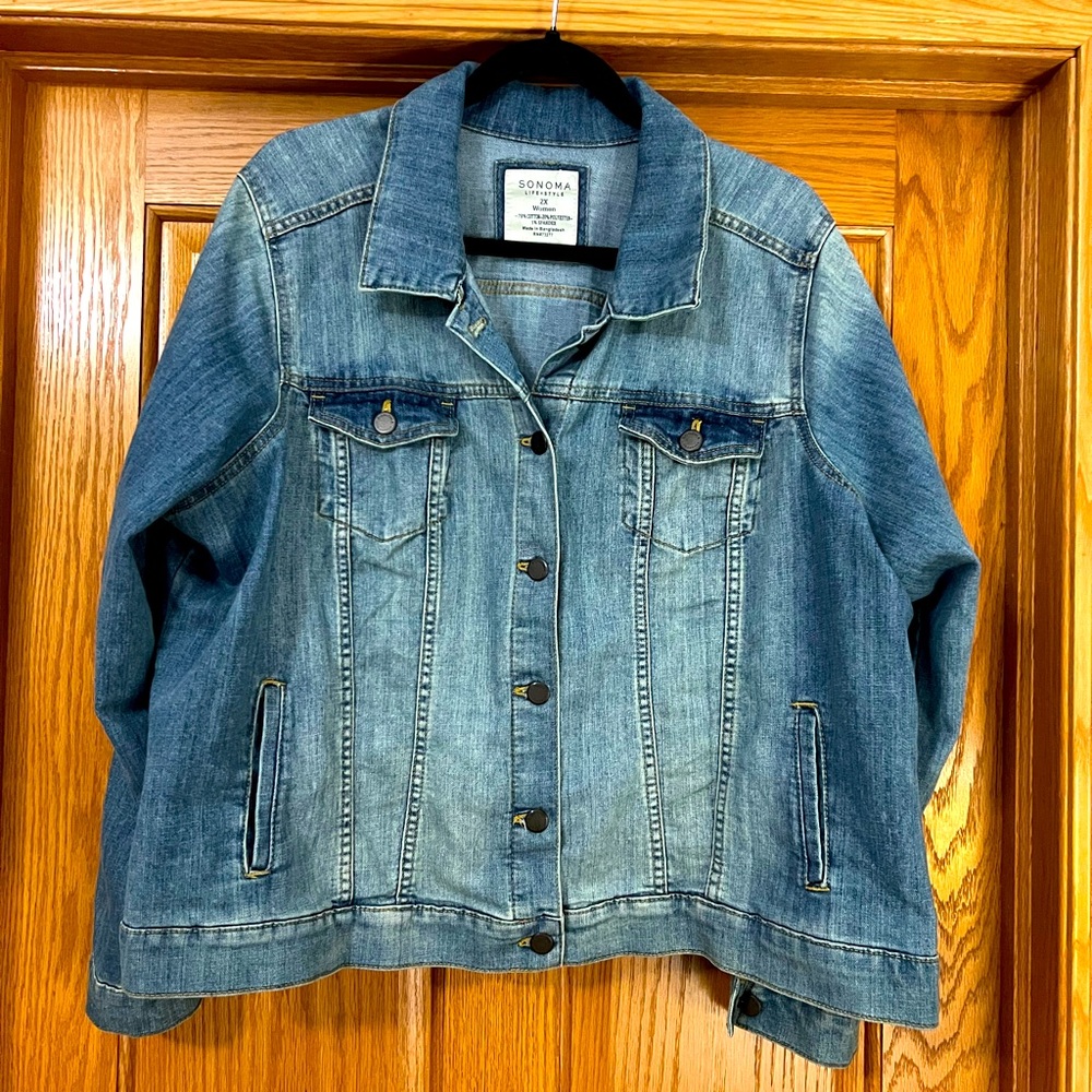 Sonoma light wash denim jacket, size 2X